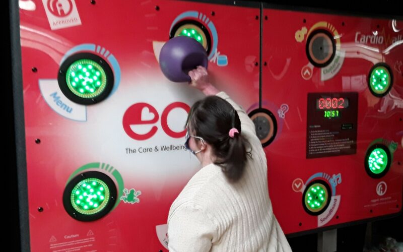 A woman playing a game