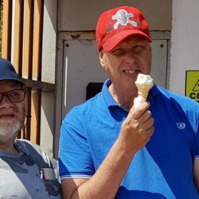 Man enjoying ice cream