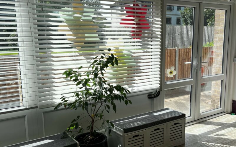 Plant pot next to window