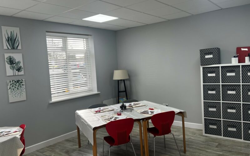 Room with cabinet and table