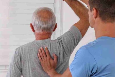 A physiotherapist at work