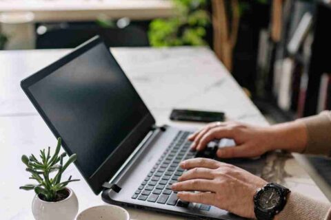 A person using a laptop