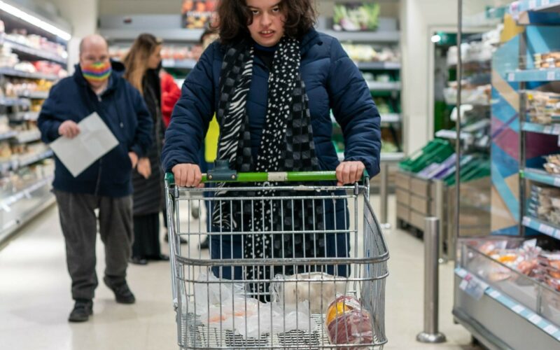 Person pushing a supermarket trolley