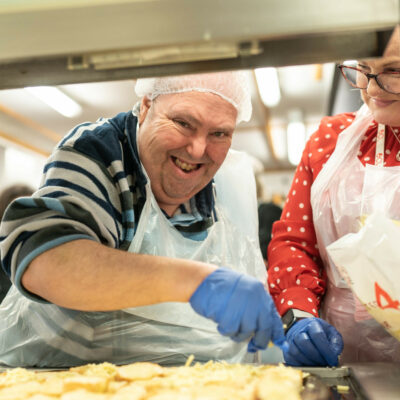 A man preparing food