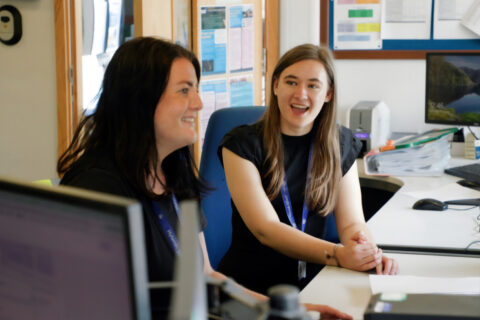 Young lady with autism with her employer at Hylands School