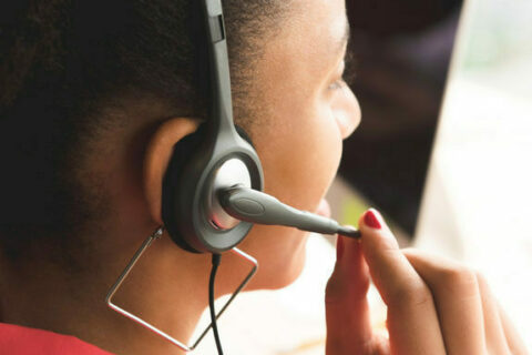 Customer service support staff with headset